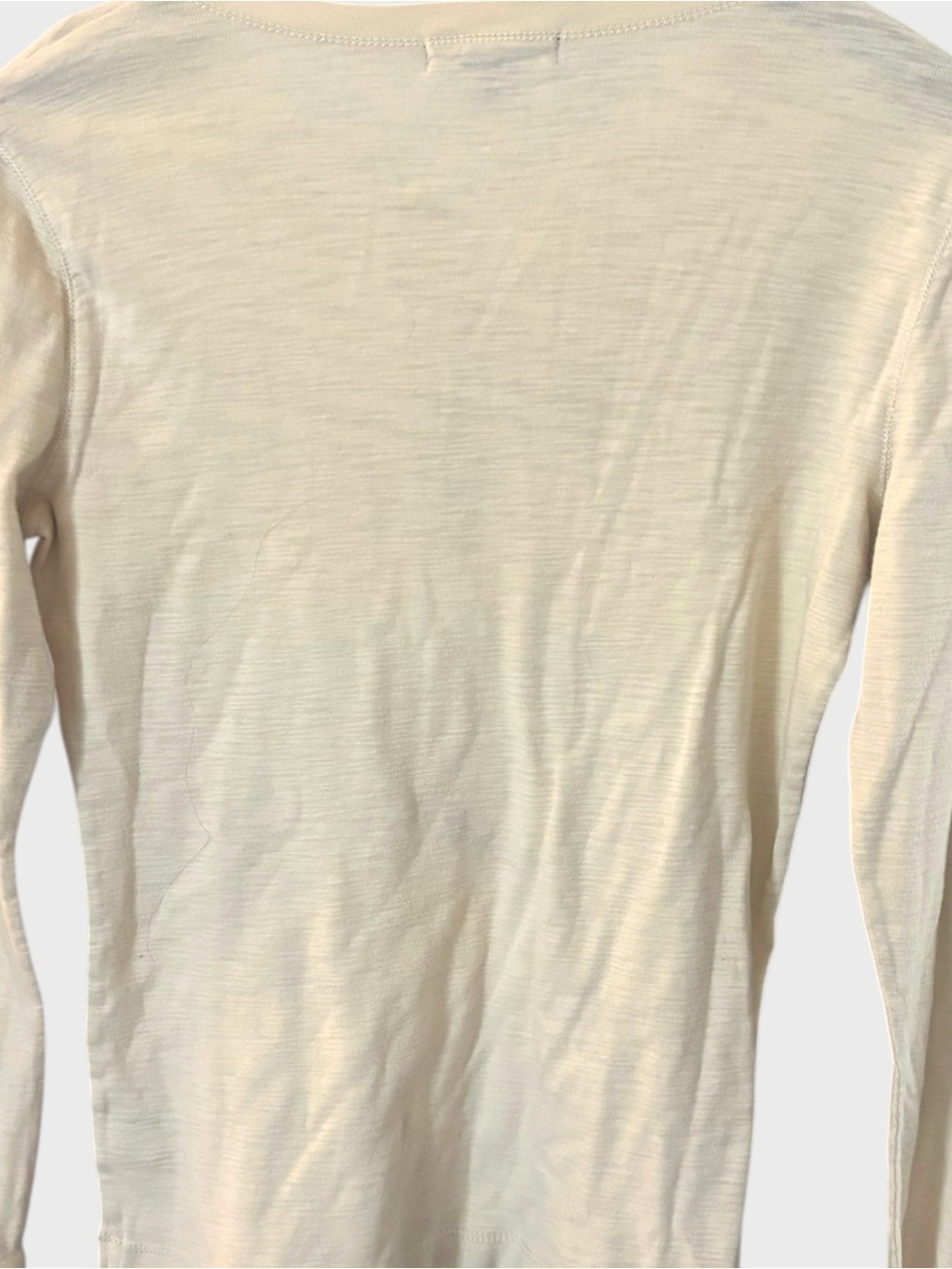 Chaps Cream Ruffle Henley Top 100% Cotton Y2K Size M - Picture 8 of 8
